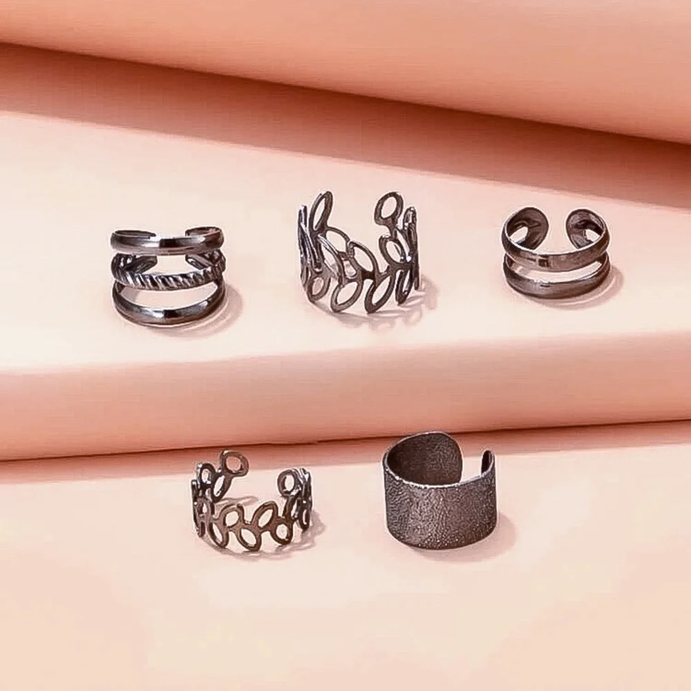 ⚜️[𝟯/$𝟭𝟴]⚜️5 Gun Color Floral Cuff Earrings Set NEW - Picture 3 of 11